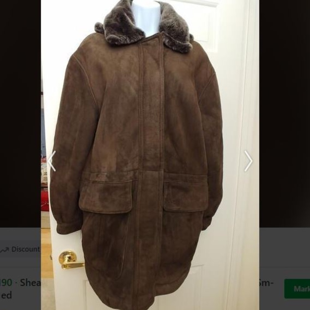 Lambskin suede leather winter coat UK sz M